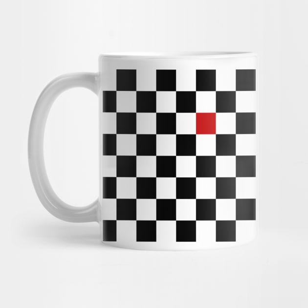 Checkered Black and White with One Red Square by AbstractIdeas